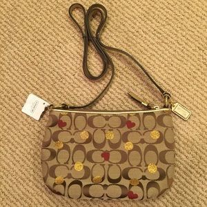 Coach Poppy Signature Gold Dot Heart Crossbody Bag